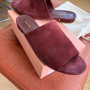Mansur Gavriel Suede Slides Sandals 41 Burgundy